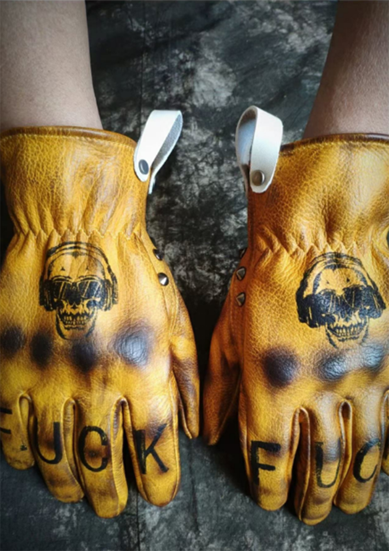 Horse Riding Glove - Handmade Genuine Leather Motorcycle Gloves Retro