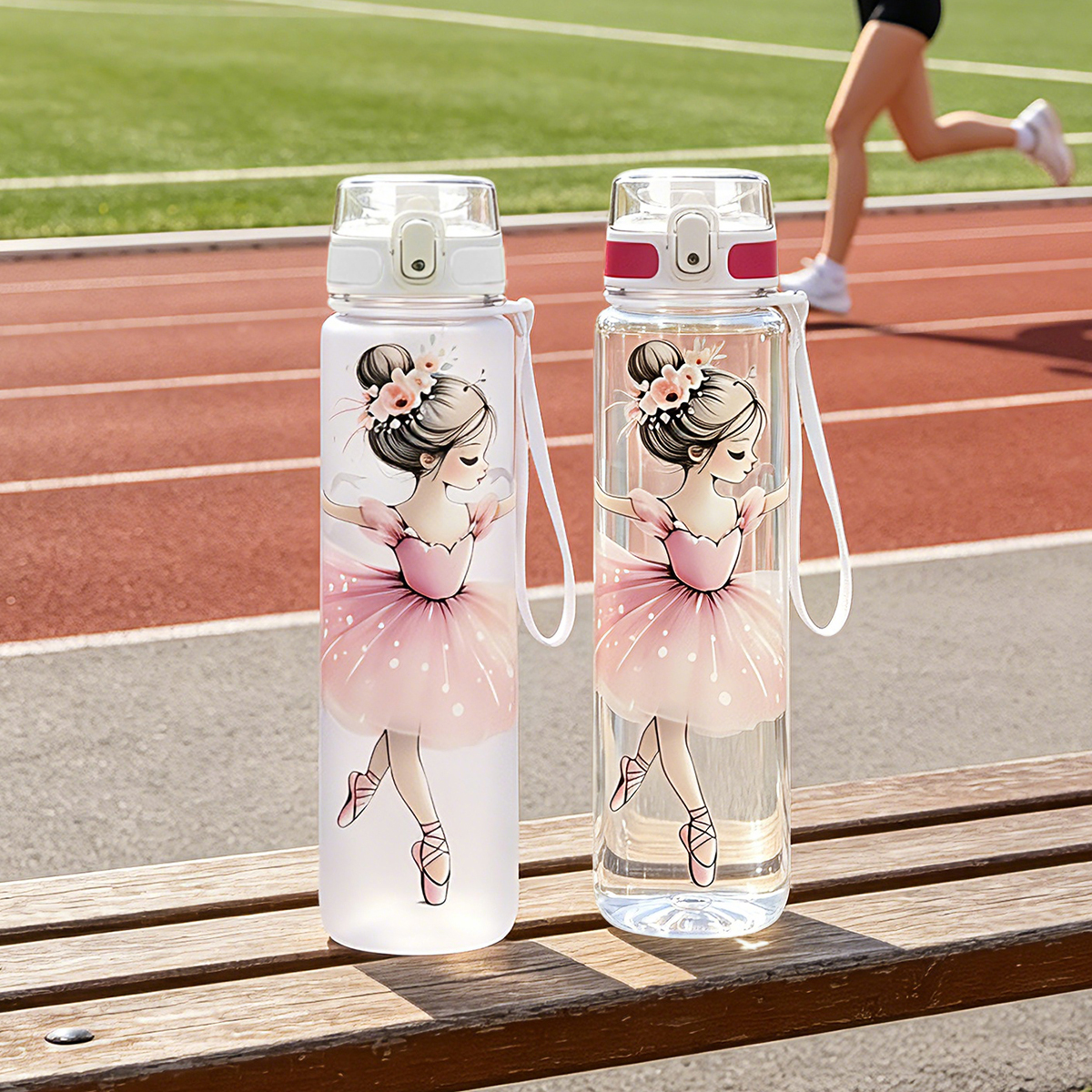 Outdoor Sport Field - Ballerina Print 1000ml Sports Water Bottle