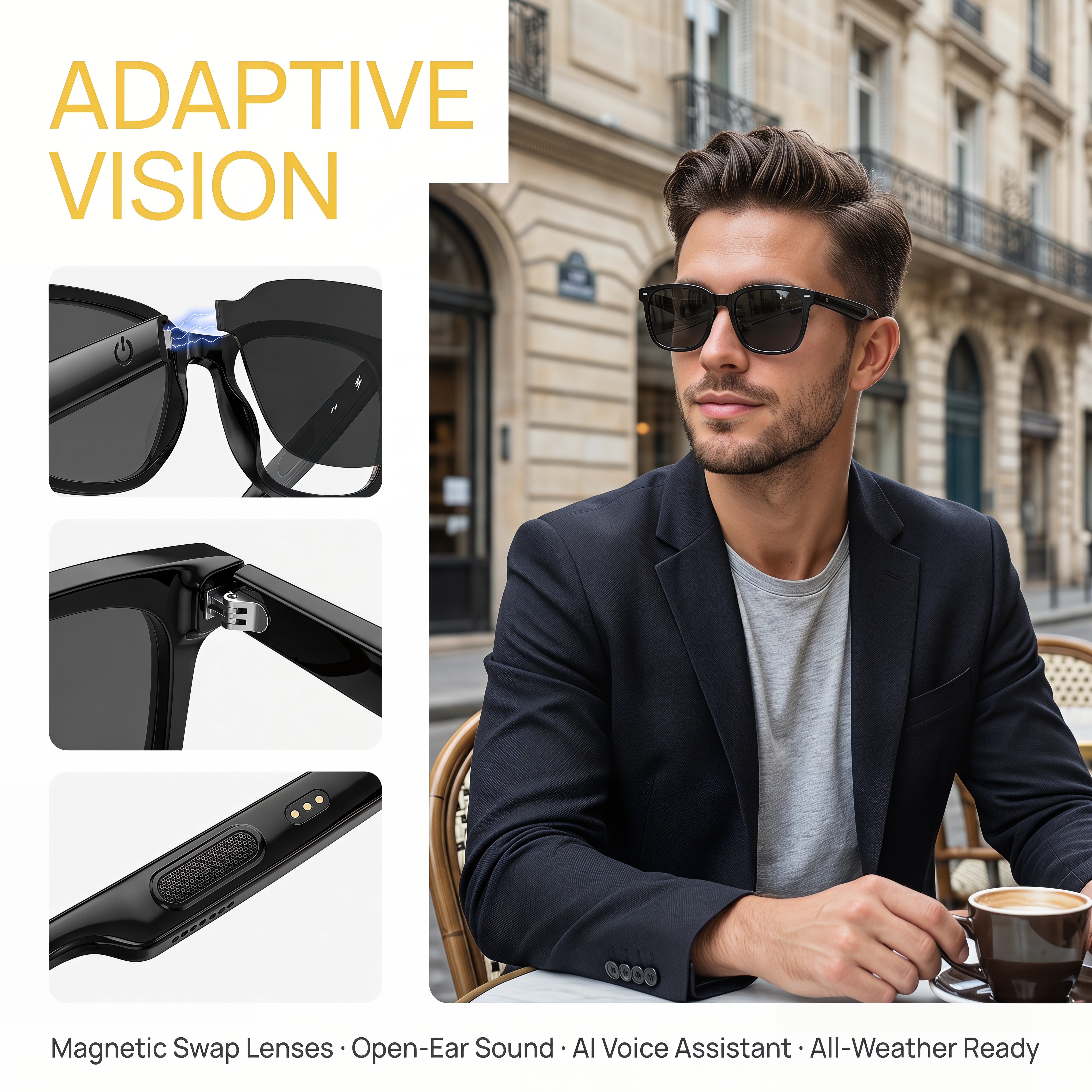AI Open-Ear Bluetooth Glasses  - Outdoor Sport Bag avis et prix
