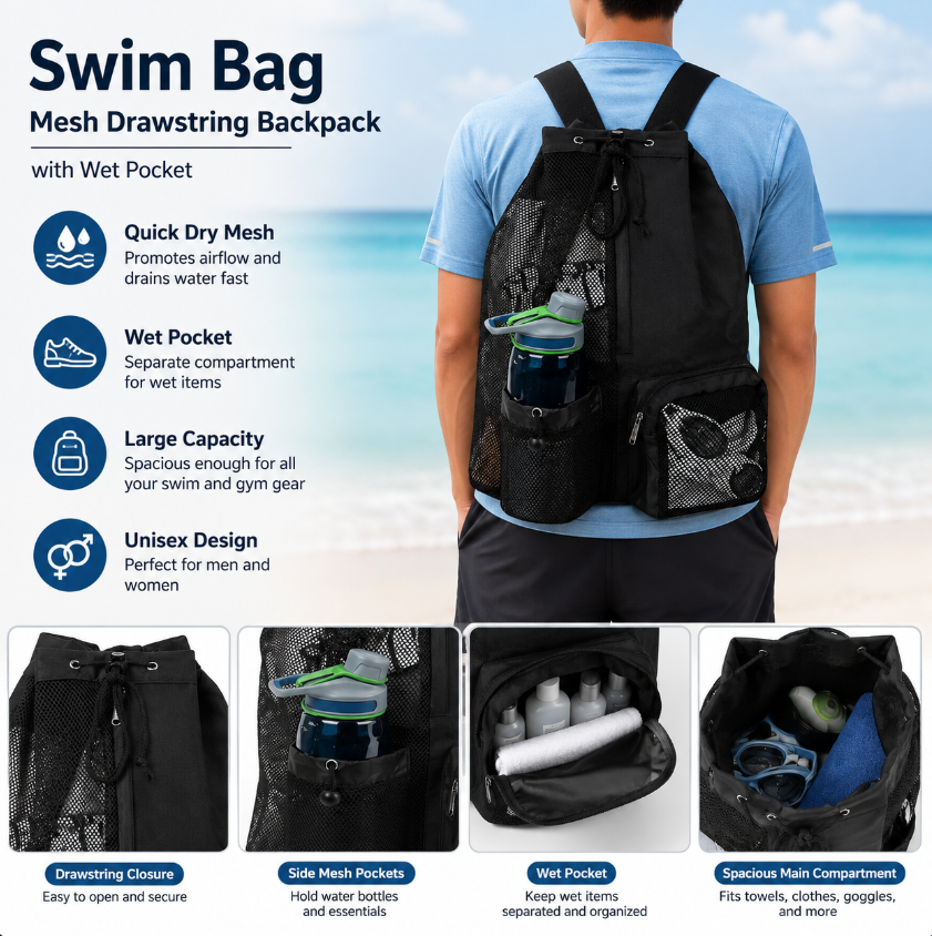 Drawstring Beach Storage Bag M - Outdoor Sport Bag avis et prix